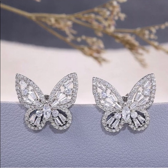 - 🍷 White Sapphires sparkling Butterflies.925 - Picture 3 of 6